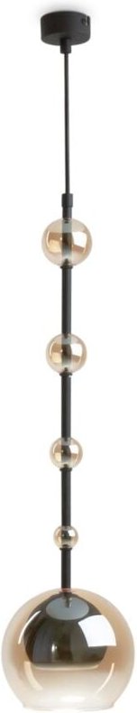 Licht-erlebnisse - Hängeleuchte Metall Rauchglas d: 16 cm h: max. 362,5 cm Schwarz Bernstein GU10 Kugel Schirm Modern