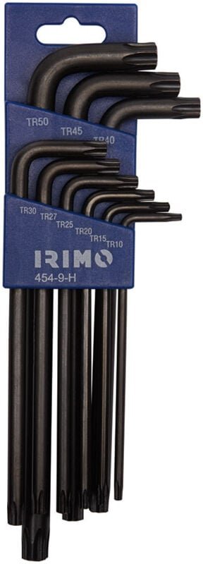 Thumbnail - 9-teiliger Satz manipulationssicherer gebläuter Torx®-Winkelschlüssel t10-t50 454-9-h Irimo
