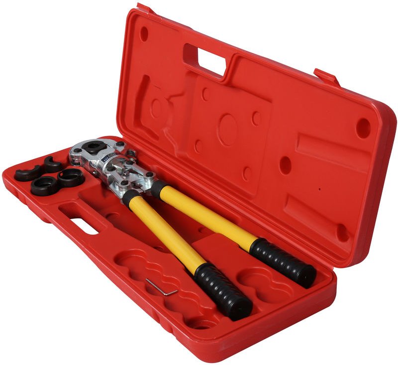 Presszange mit 4 Einsätze ø 16-32 mm, Rohrpresszange mit ca. 6,1 t Presskraft, Crimpzange zum Verpressen der Fittings vo...
