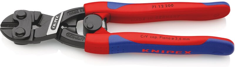 KNIPEX 71 12 200 SB CoBolt® Kompakt-Bolzenschneider mit schlanken Mehrkomponenten-Hüllen schwarz atramentiert 200 mm