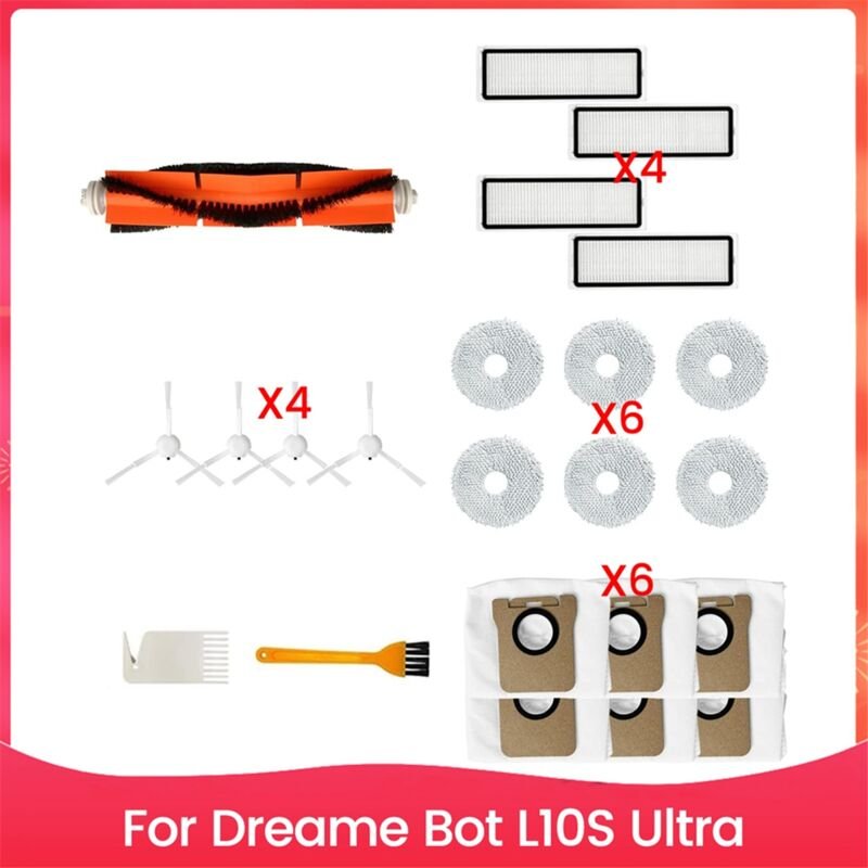 Ersatzteile für Bot L10S Ultra Roboter-Staubsauger, Hauptseitenbürste, HEPA-Filter, Wischtuch, Pad, Staubbeutel