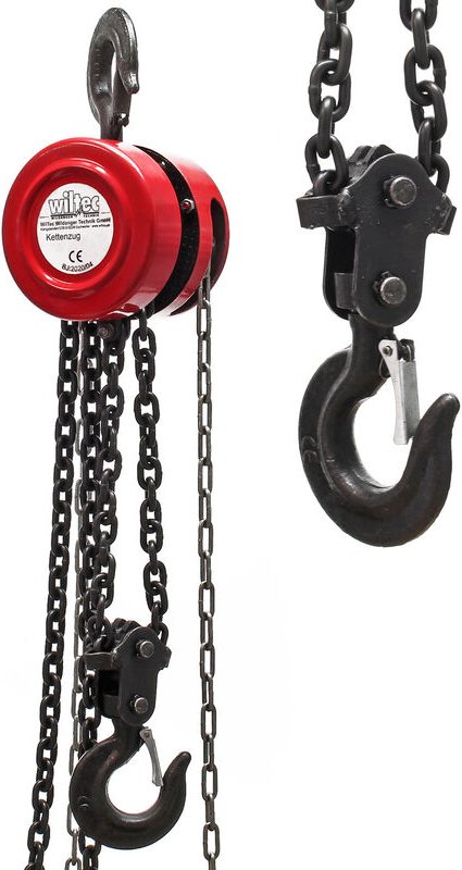Wiltec - Kettenzug mit 5000kg Traglast und 3 m Kettenlänge, einfaches Lastenheben, Flaschenzug, Seilzug, Handkran, Hands...