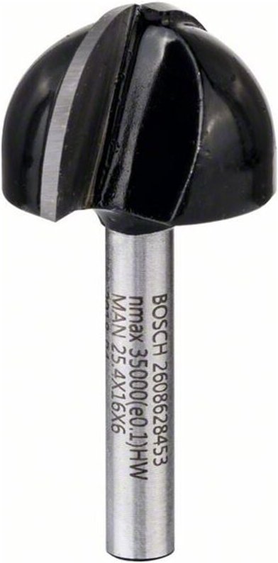 Hohlkehlfräser 6 mm, R1 12,7 mm, d 25,4 mm, l 15,6 mm, g 49 mm - Bosch