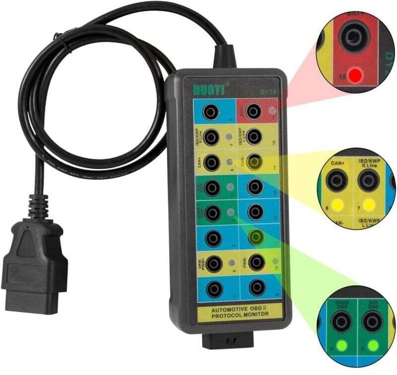 OBD2 Breakout Box 16 Pin Diagnosetool obdii Protokolldetektor Kommunikationserkennung/Diagnose/Programmierung/Codierung ...