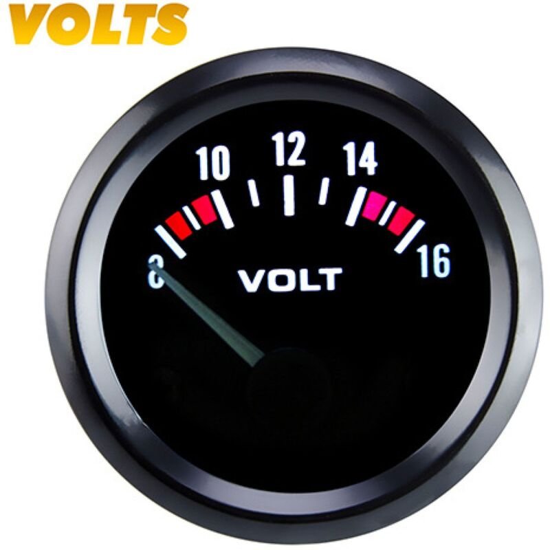 Auto Voltmeter 12V, Universal Armaturenbrett Voltmeter 52mm/2in, Messbereich 8–16V