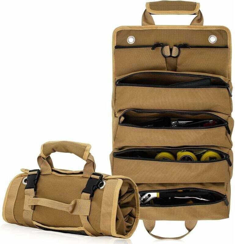 Aufrollbare Werkzeugtasche aus Segeltuch, robuste Werkzeugtasche für Mechaniker/Elektriker/Motorradfahrer/LKW-Fahrer (Kh...