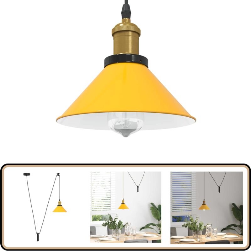 Pendelleuchte Höhenverstellbar E27 Gelb Glänzend ø 22 cm Metall - Vidaxl