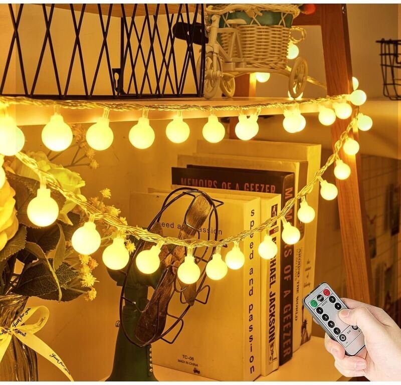 Wasserdichte batteriebetriebene Lichterkette, 5 m/50 LEDs, batteriebetriebene Lichterkette, Weihnachtsdekoration (warmwe...