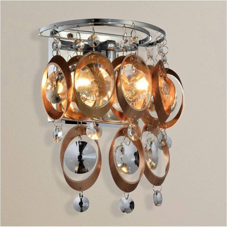 Wandleuchte mit Kupferringen und Kristallanhänger - Cardiff