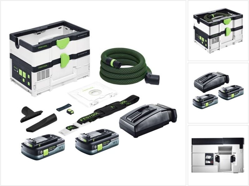 Ctlc sys Akku Absaugmobil 36 v ( 2x 18 v ) Staubkl. l + 2x Akku 4,0 Ah + Ladegerät - Festool
