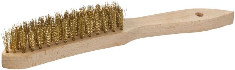 KWB - Messing-Drahtbürste mit Holzgriff (gewellter Messingdraht, strapazierfähig, Länge 275 mm)