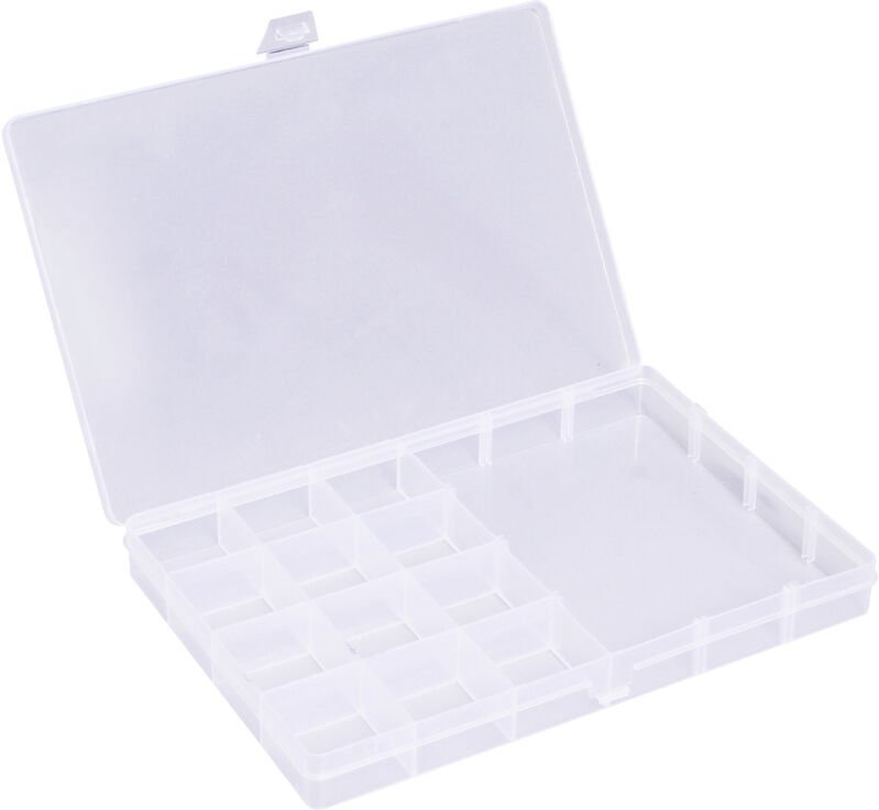 23SA086 Sortimentskasten (l x b x h) 19.5 x 13.1 x 2.2 cm Anzahl Fächer: 13 feste Unterteil - Quadrios