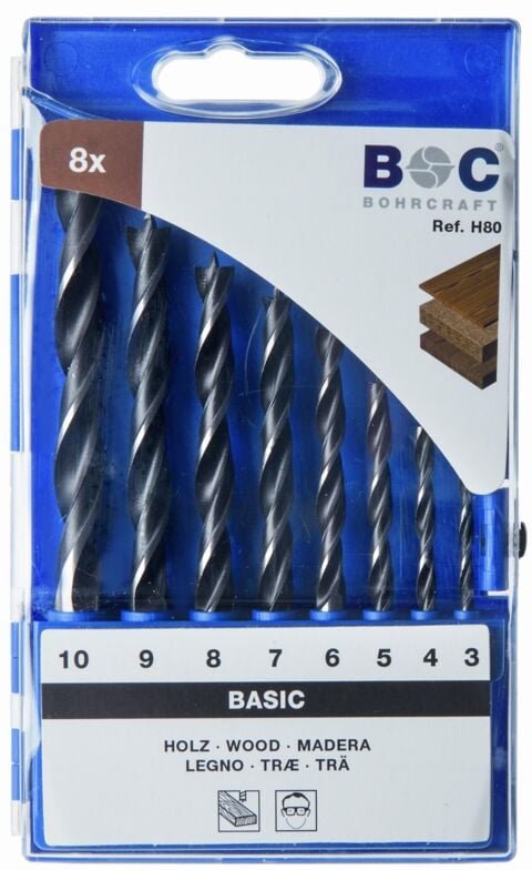 Holzbohrer-Set H80 // 3 - 10 x 1,0 / 8-tlg. Bohrcraft 31001430008