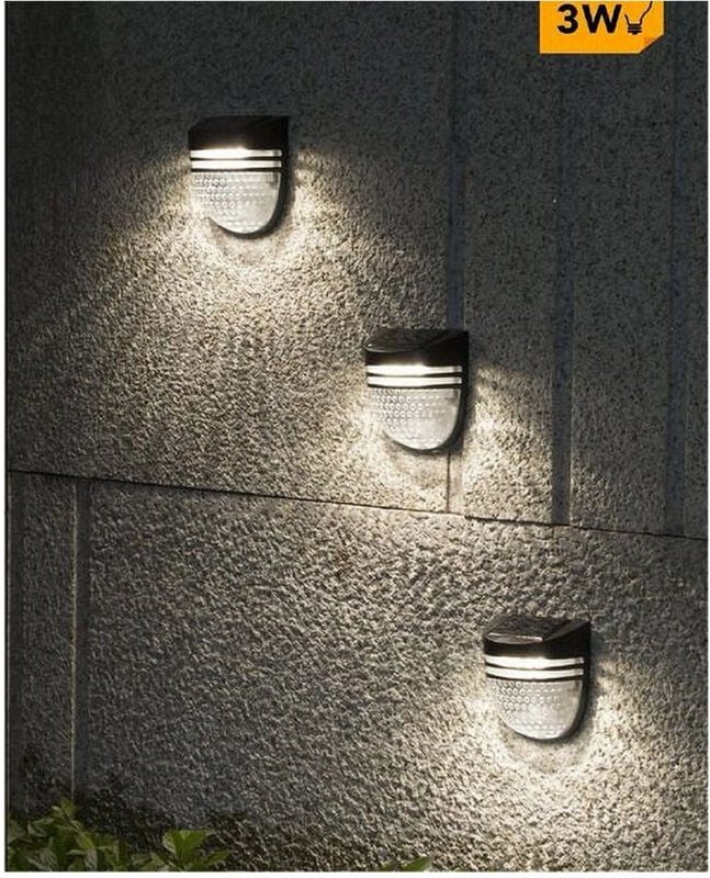 Trade Shop Traesio - Trade Shop - faretto applique led giardino ricaricabile 3 w mit solar pannello IP65 YH0613 -