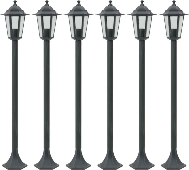 Garten-Pollerleuchte 6 Stk. E27 110 cm Aluminium Dunkelgrün - Vidaxl