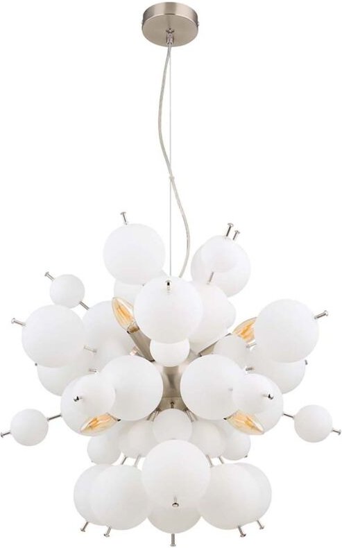 Pendelleuchte Hängeleuchte Deckenlampe Esszimmerlampe Nickel-matt Glaskugeln