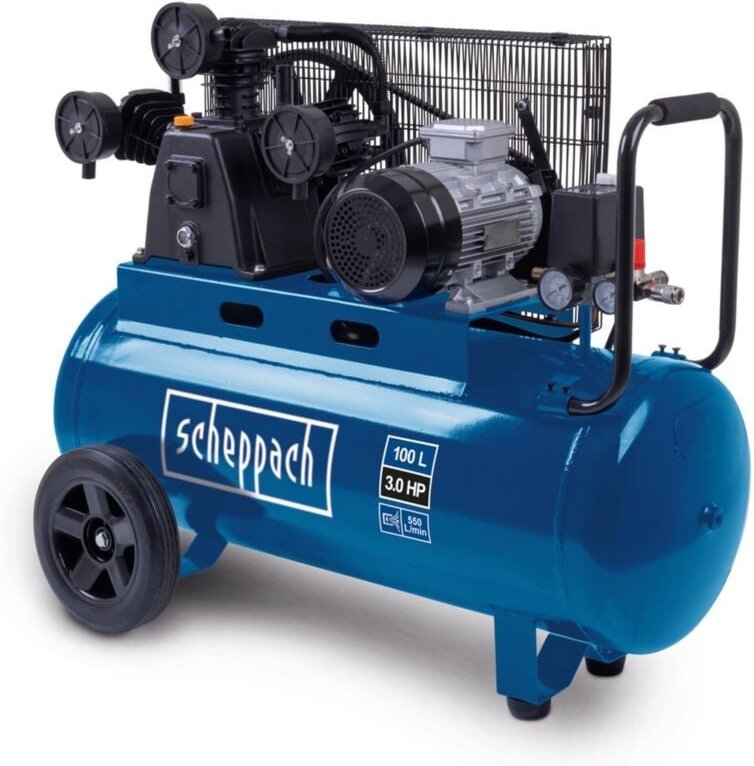 Scheppach - Kompressor HC550TC 230V 10bar 100L 3PS 550L/min Ansaugleistung Fahrvorrichtung