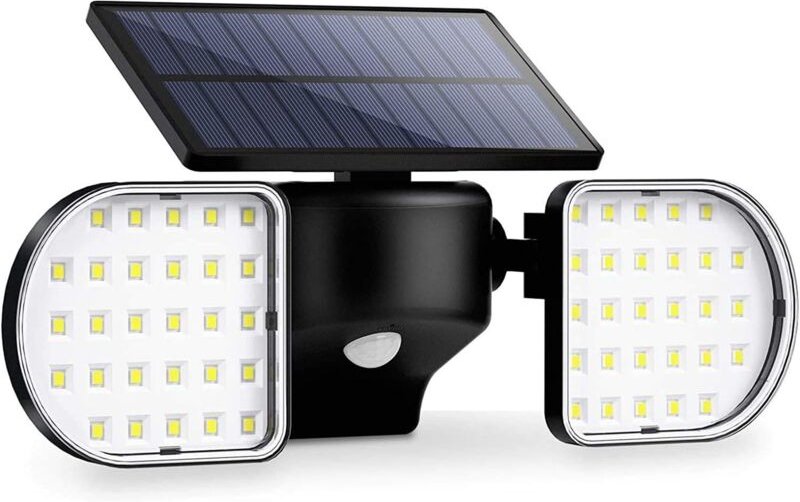 360° verstellbares LED-Solarflutlicht mit Bewegungsmelder, IP65 wasserdicht für Einfahrt, Garage, Hof und Garten, 56 LED
