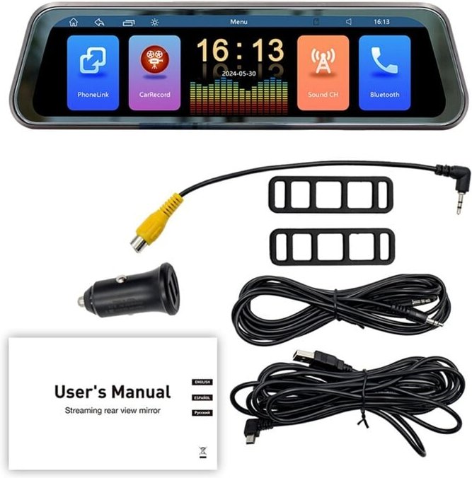 9,36 Zoll Touchscreen Wireless CarPlay Auto Stream Media Dashcam dvr Rückspiegel Dash Kamera Recorder Nachtsicht