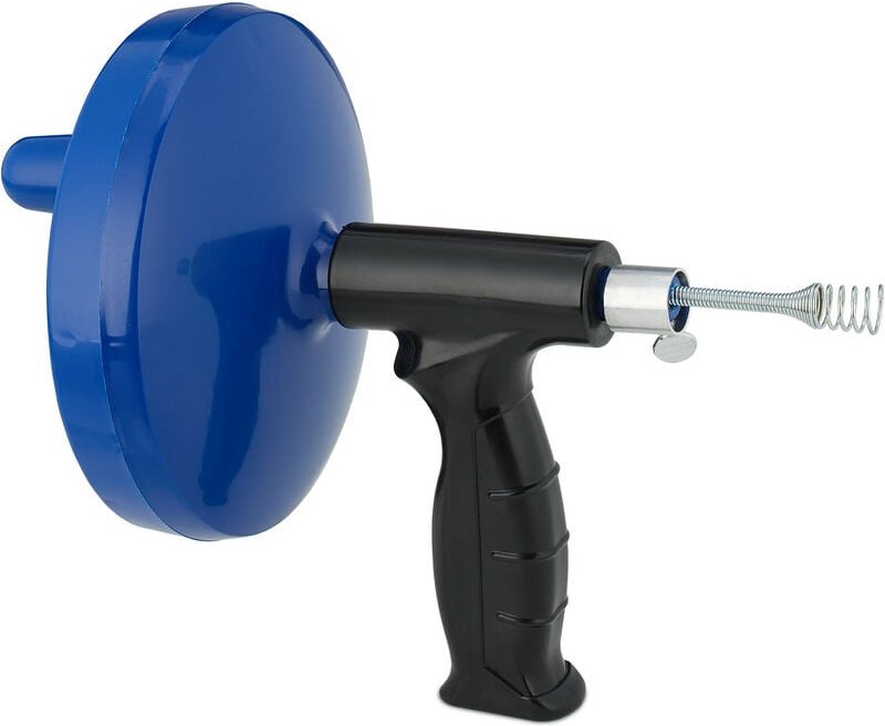 Rohrreinigungsspirale, 6 m, für Waschbecken, wc, Dusche, Badewanne, Abflussreiniger Spirale, blau/schwarz - Relaxdays