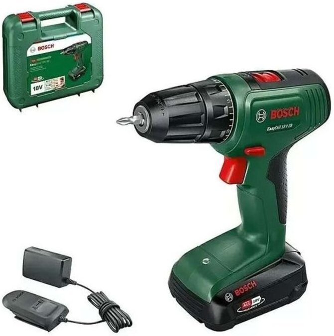 Akku-Bohrschrauber EasyDrill 18V-38, incl. 1x Akku pba 1,5 Ah, Ladegerät, Zubehör, Tragekoffer - Bosch