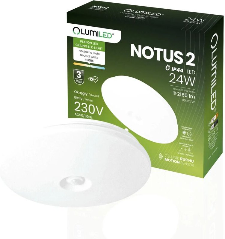 LED Deckenleuchte Aufbau 24W Rund IP44 38 cm Bewegungsmelder