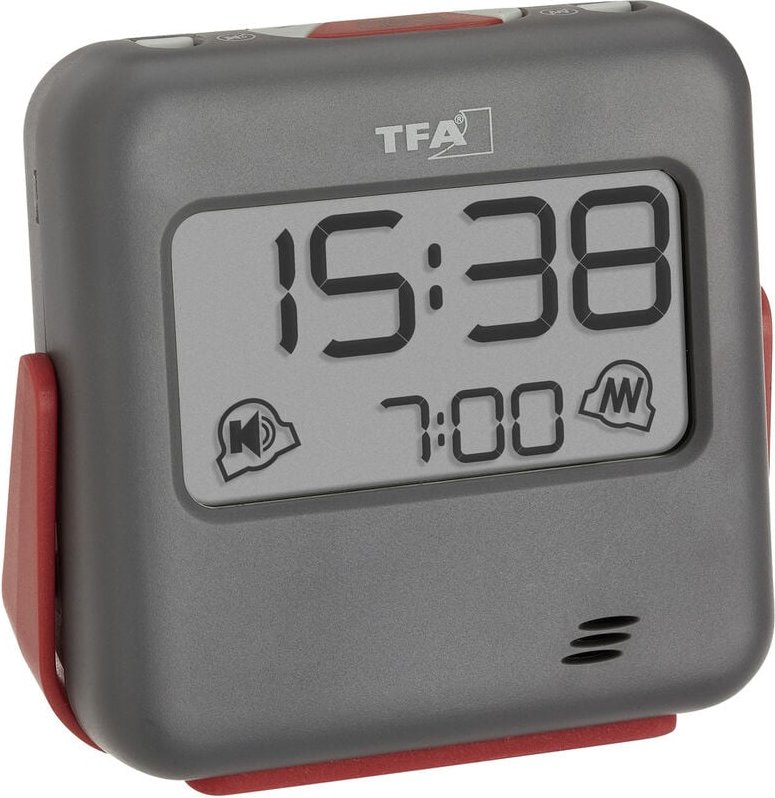 Dostmann 60.2031.10 Quarz Wecker Grau Alarmzeiten 1 Vibrationsalarm, Extra lauter Weckton - TFA