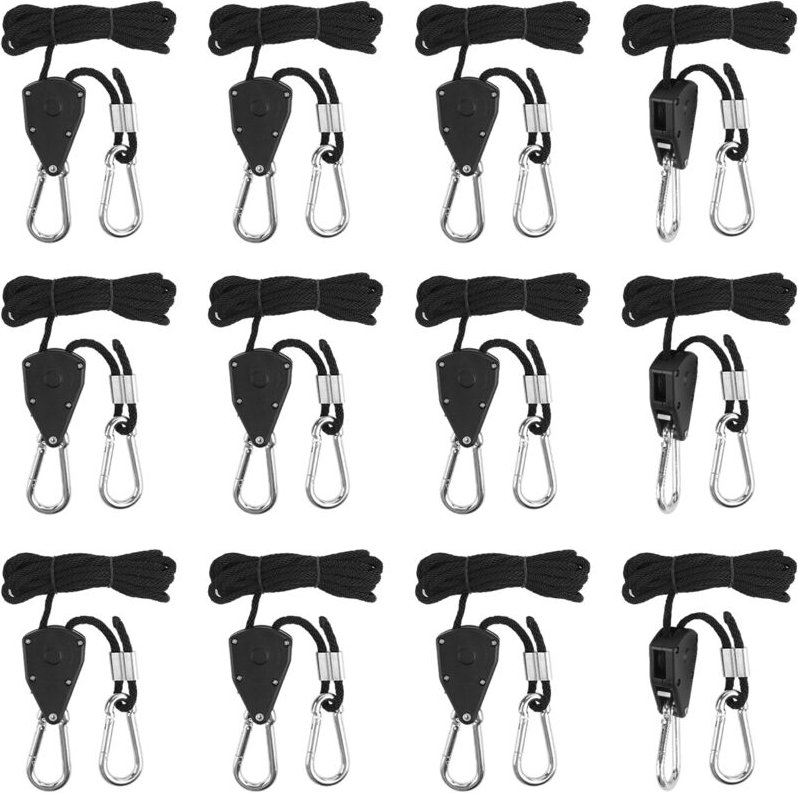 12 Stück Ratschenseile, 2 Meter Ratschenseil Verstellbares Ratschenseil Hängeseil Ratsche mit Haken für Lampe oder Pflan...