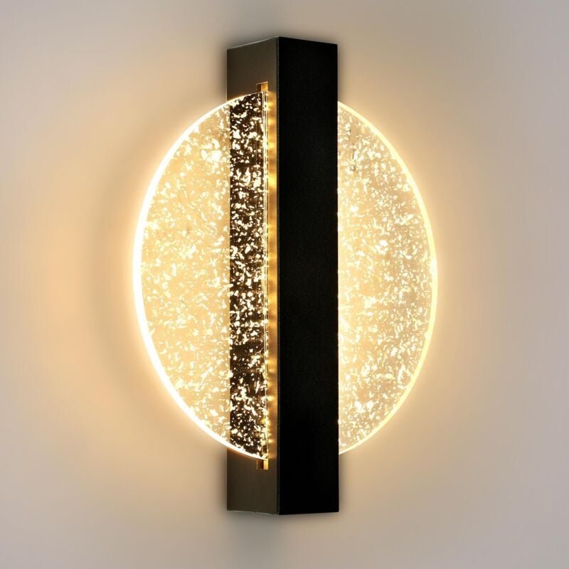 GOECO Schwarze LED-Innenwandlampe 12W, rund 1500 lm, moderne und kreative LED-Innenwandlampe, Innenwandlampe für Schlafz...