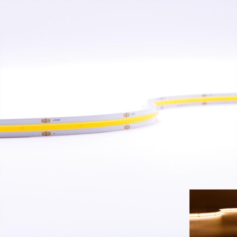 Thumbnail - COB 24V CRI90 LED Streifen 5M 14W/m 480LED/m 10mm - Lichtfarbe: Warmweiß 3000K - Schutzart: IP20
