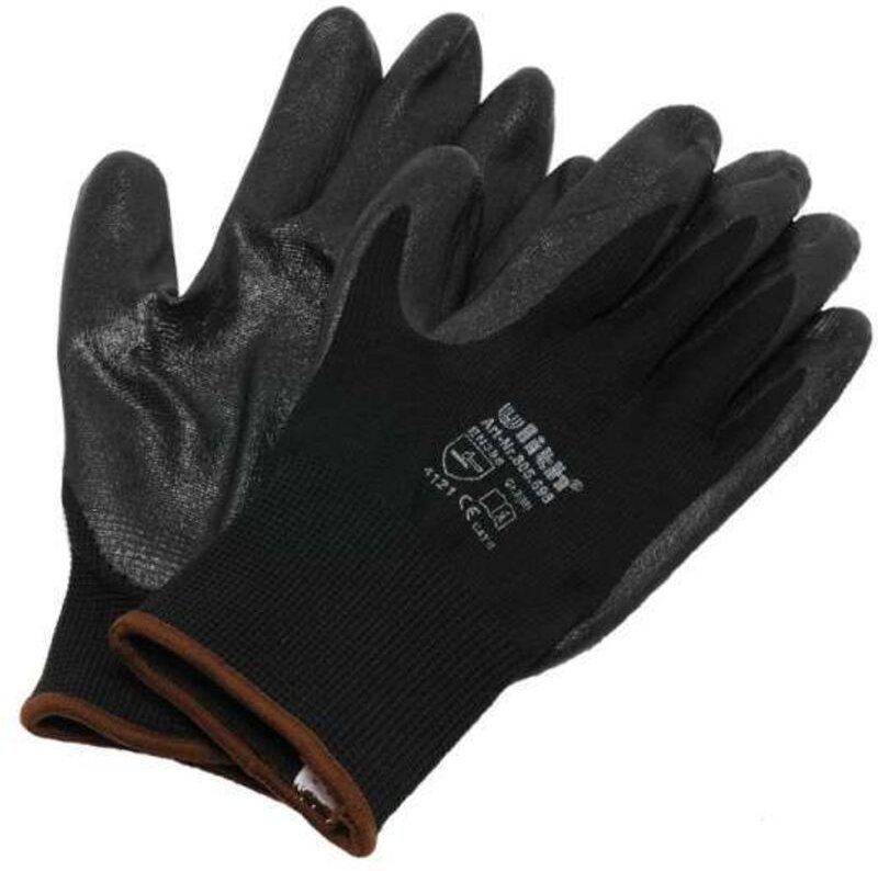 1 Paar Ulith Arbeitshandschuhe Nitril schwarz Cat2 Nylon Strickbund EN388 Gr.8