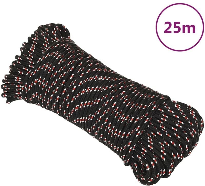 Maison Exclusive Bootsseil Schwarz 3 mm 25 m Polypropylen