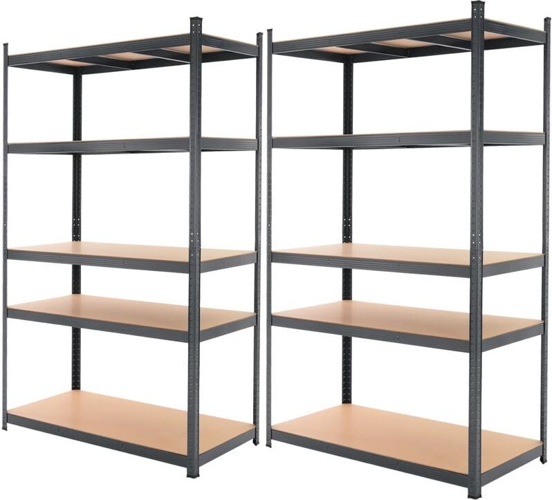 ECD Germany 2er Set Werkstattregal Schwerlastregal 200x100x60 cm Anthrazit, pulverbeschichter Metall, 5 MDF Holz Böden, ...