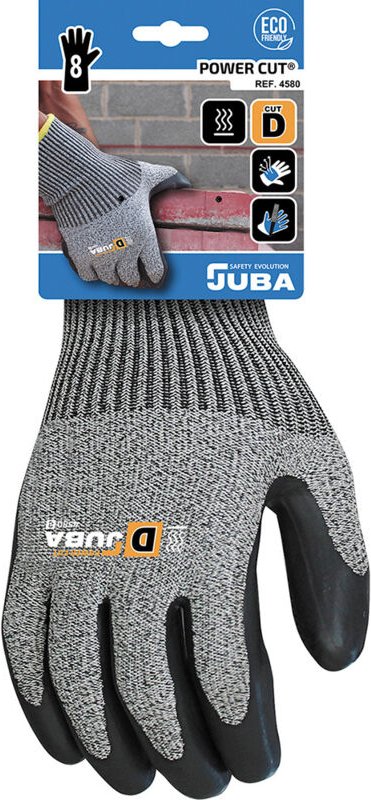 Juba - Schnittfester Arbeitshandschuh aus K-Rock/Öko-Latexfaser, Größe 8