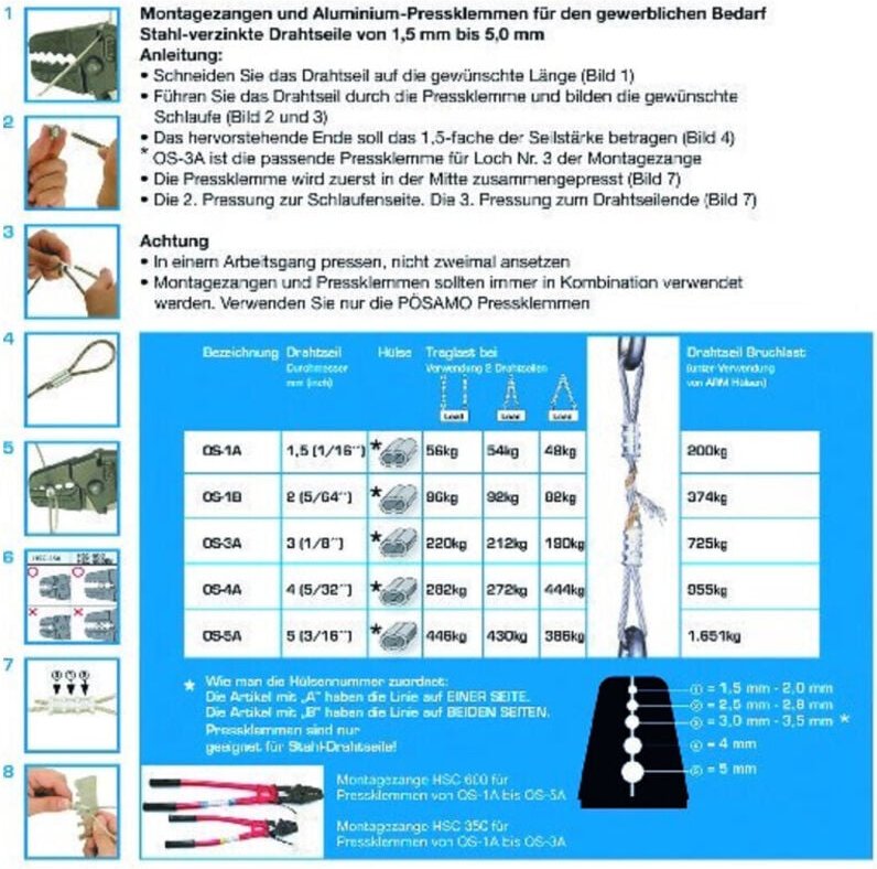Pressklemmen f. Drahtseil 3,0mm Aluminium