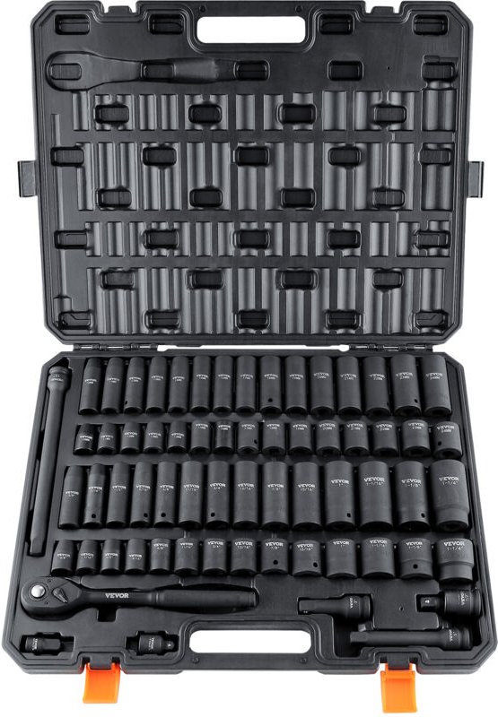 Vevor 1/2 Zoll Steckschlüsselsatz CR-V-legierter Stahl 65-tlg Steckschlüssel Satz 10-24 mm Tiefe Stecknüsse Schlagschrau...