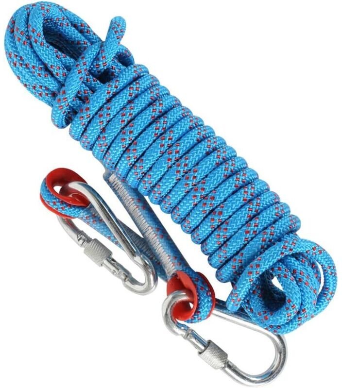 10 m Kletterseil mit 2 Karabinern, 8 mm Kletterseil, Bergsteigerseil, Feuerrettungsseil, Evakuierungskralle, Beschneiden...