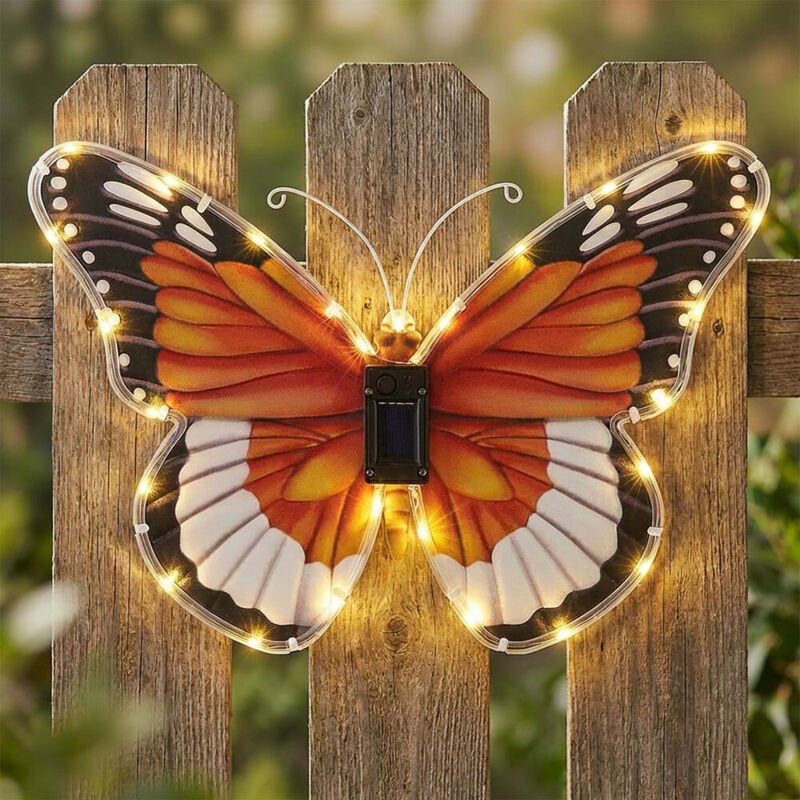 Wandleuchte Außenleuchte Solarlampe Garten Schmetterling Figur Motiv Dämmerungssensor, Kunststoff, LED, HxBxT 24,5x35x2,...