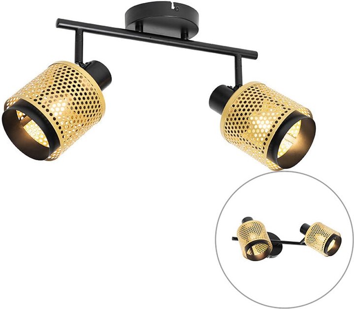 Industrie-Spot Schwarz mit Gold 2 Lichter - Kayden