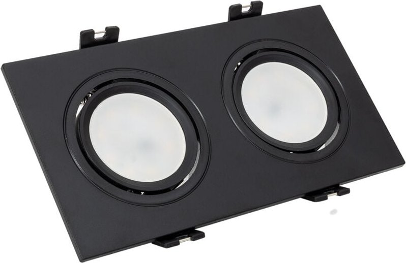 Efectoled - Downlight Einbaustrahler Eckig Schwenkbar GU10 6W Schnitt 75x150 mm pc No Flicker 3000K Schwarz Warmweiß