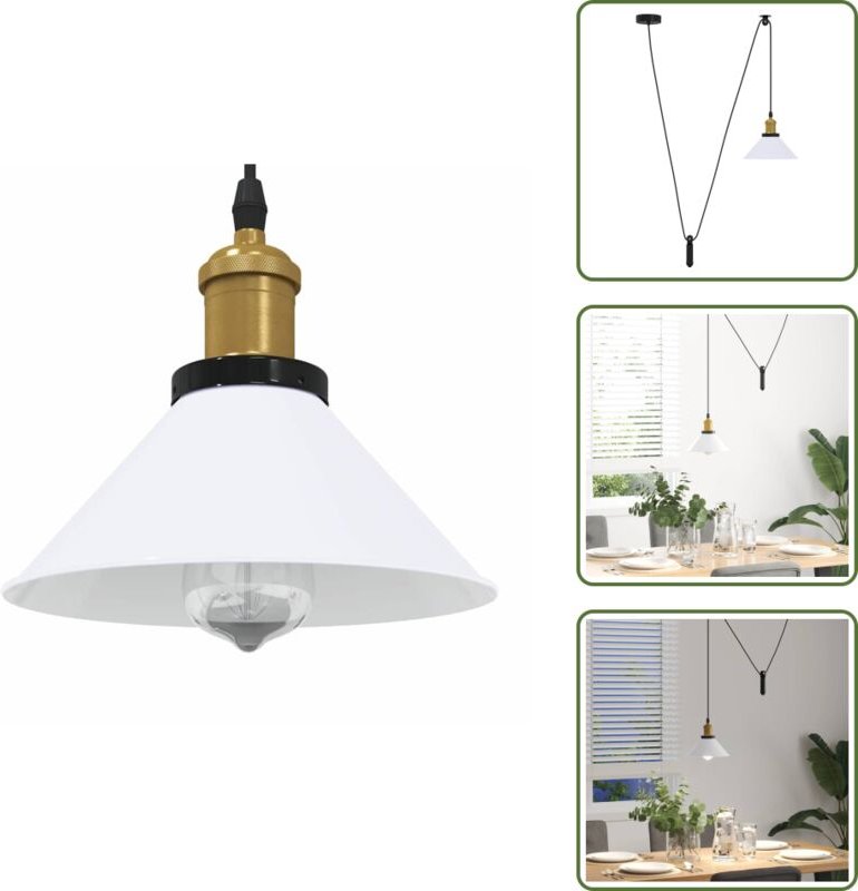 Pendelleuchte Höhenverstellbar E27 Weiß Glänzend ø 22 cm Metall - Pendelleuchte - Pendelleuchten - Pendellampe - Pendell...