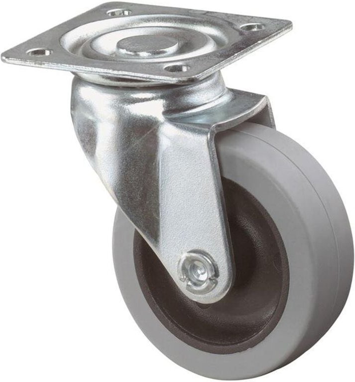 Lenkrolle Rad-Ø 50 mm Tragfähigkeit 35 kg mit Anschraubplatte grau