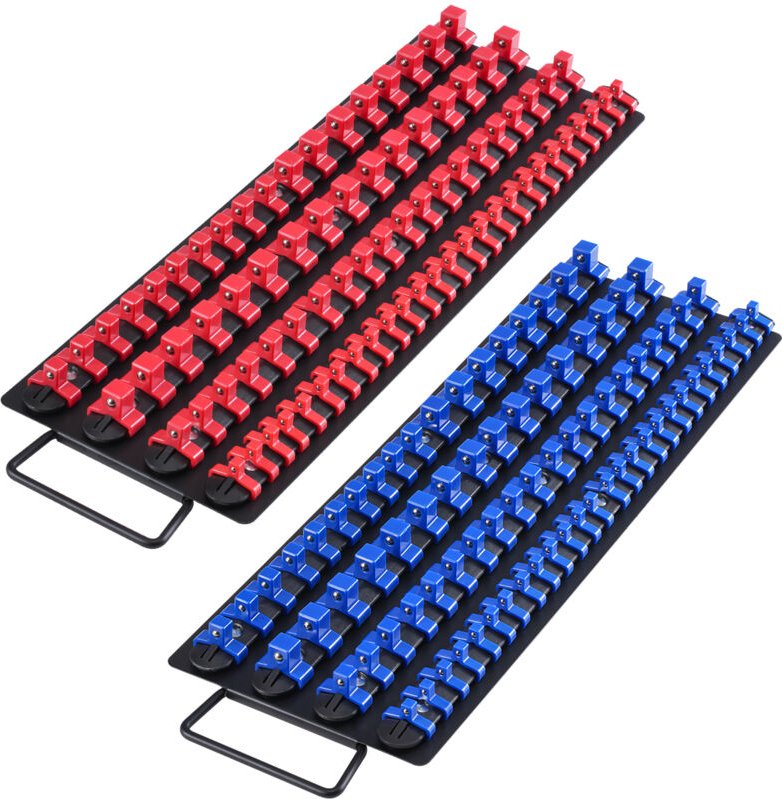 2-teiliges metrisches und SAE-Steckschlüssel-Organizer-Set für bis zu 160 Stecknüsse, 1/4 Zoll, 3/8 Zoll & 1/2 Zoll Stec...