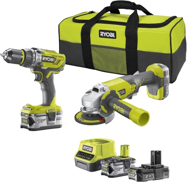 Ryobi - R18PDAG-242S 18V Akku-Bohr- und Schleifset