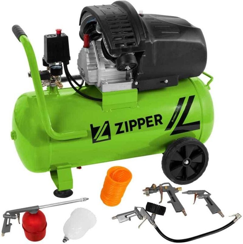 Zipper - Ol-geschmert air kompressor doppelzylinder +zubehor 50 lt zi-com50-2v510e