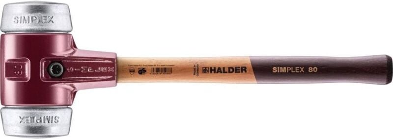SIMPLEX-Schonhammer, Weichmetall mit Tempergussgehäuse und hochwertigem Holzstiel D=80 mm 3009.080