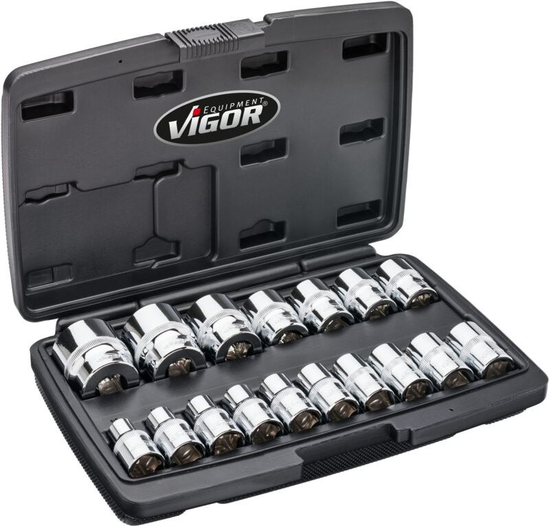 Steckschlüssel Satz ∙ V7512/17 ∙ 1/2 Zoll (12,5 mm) Vierkant hohl ∙ Außen Doppelsechskant Profil ∙ 17-teilig ∙ 8 – 32 mm...