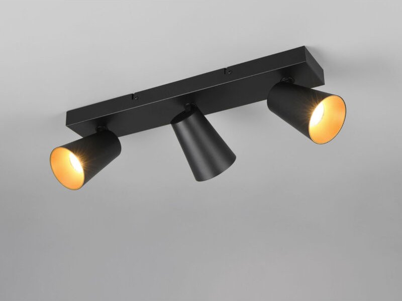 Deckenstrahler sharp Schwarz Gold 3-flammig, Breite 46cm