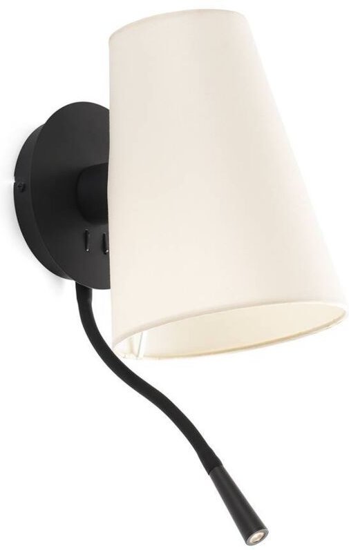 Lupe Wandleuchte innen mit Leser schwarz/beige 20032-88