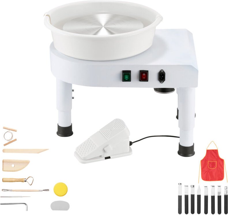 Mophorn Töpferscheibe mit 28 cm Keramik-Rad, einstellbarem Pedal und abnehmbarem Becken – Komplettes Set für Kunsthandwe...